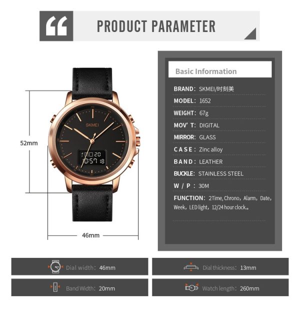 skmei-mens-fashion-digital-watch-analog-leather-multifunctional-waterproof-mens-watch-1652-skemi-men-digital-analog-watch – 4